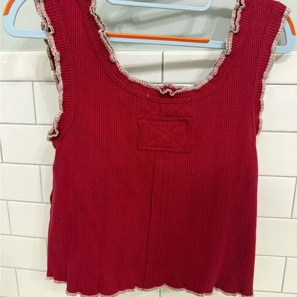 NATURAL LIFE Red Tank Top with Ruffle Trim - Picture 2 of 3